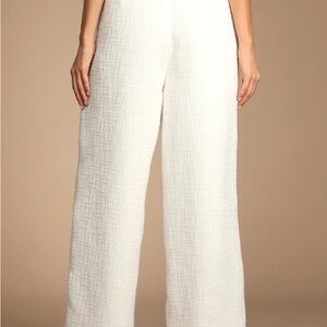 Chic and Sophisticated Ivory Tweed Wide-Leg Pants